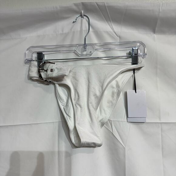 Revel Rey Iridescent White Hayes Belted Bikini Bottom Sz L NWT - Picture 2 of 10